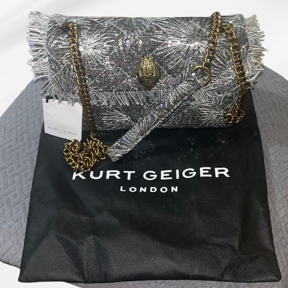 Kurt Geiger Handbags - Kurt Geiger Silver Embellished Chain Shoulder Bag